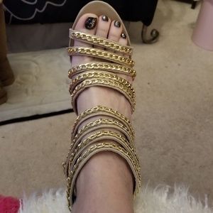SOLD Sexy Chain Detail Platform Wedge Sandals